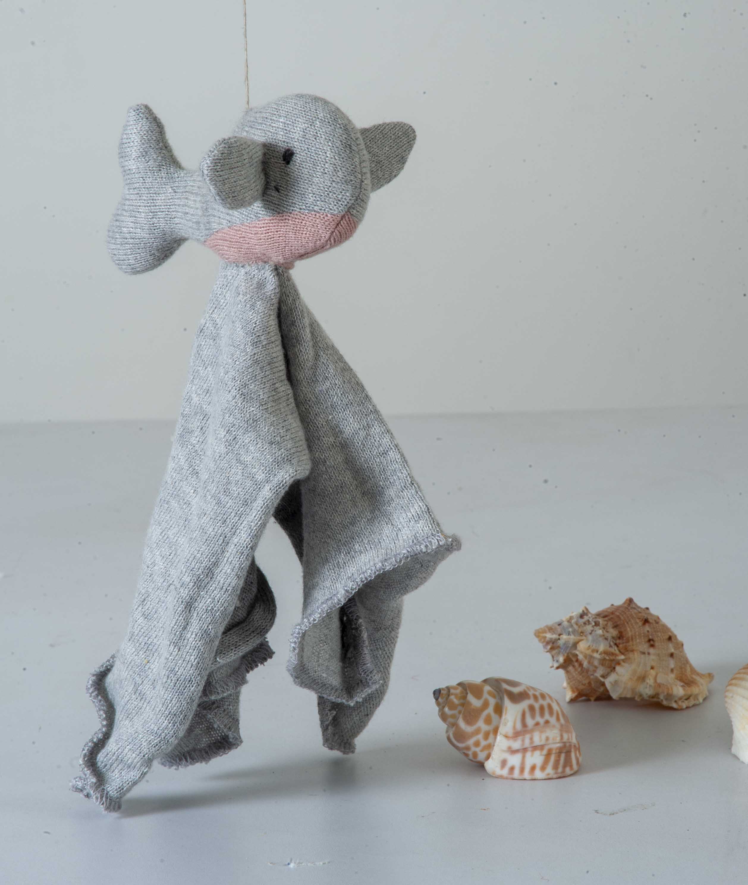 Dolphin Comforter Light Grey & Pink Stuffed Baby /Plush/Soft Toy  | 100% Organic cotton