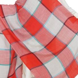 Red Checker Traditional Stole | 100% Wool - Mojopanda Organic  Store