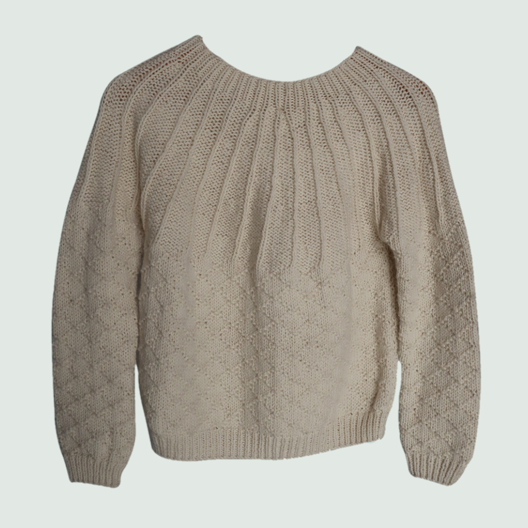 Sea Shell White Sweater for Baby - Front View